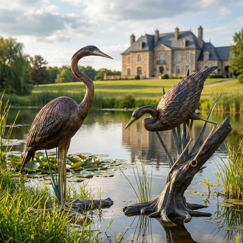 Bronze Heron Sculpture