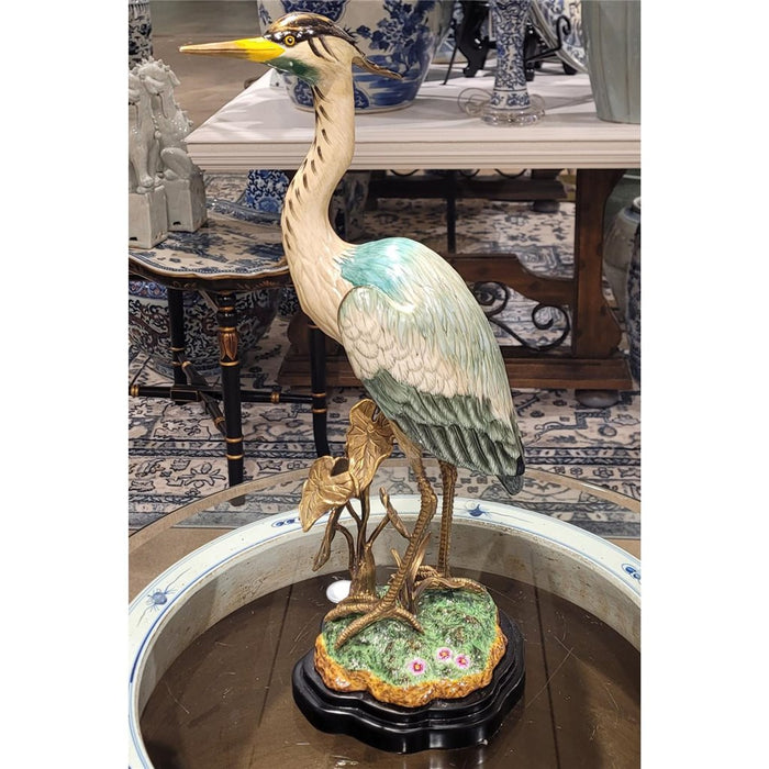 Heron Sculpture-Porcelain & Bronze