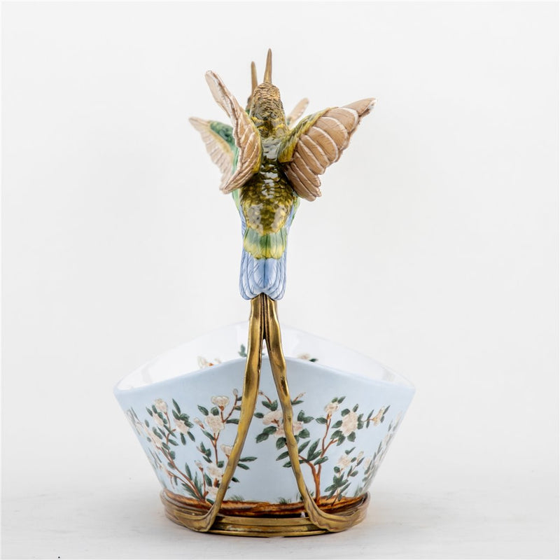 Hummingbirds Bowl-Porcelain & Bronze