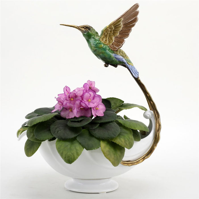 Hummingbird Bowl-Porcelain & Bronze