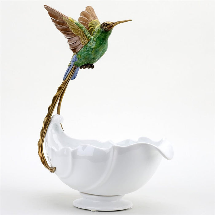 Hummingbird Bowl-Porcelain & Bronze