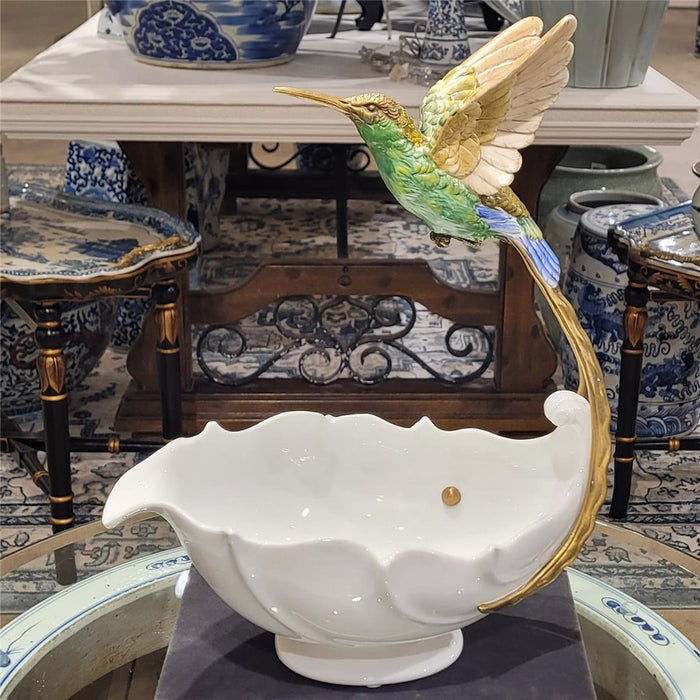 Hummingbird Bowl-Porcelain & Bronze