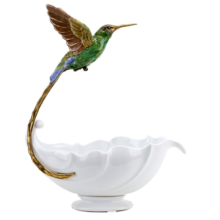 Hummingbird Bowl-Porcelain & Bronze