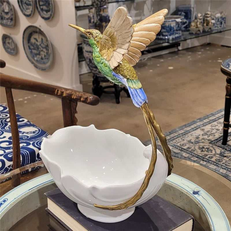Hummingbird Bowl-Porcelain & Bronze