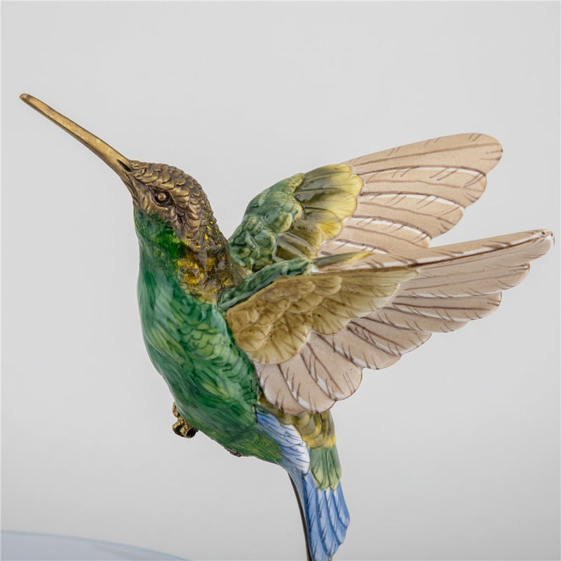 Hummingbirds Bowl-Porcelain & Bronze