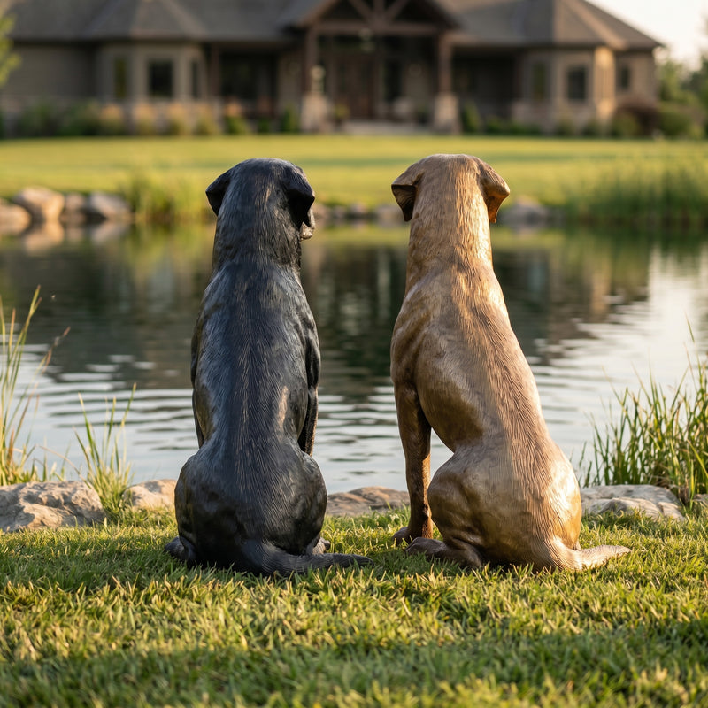 Bronze Sitting Labrador Retriever Sculpture