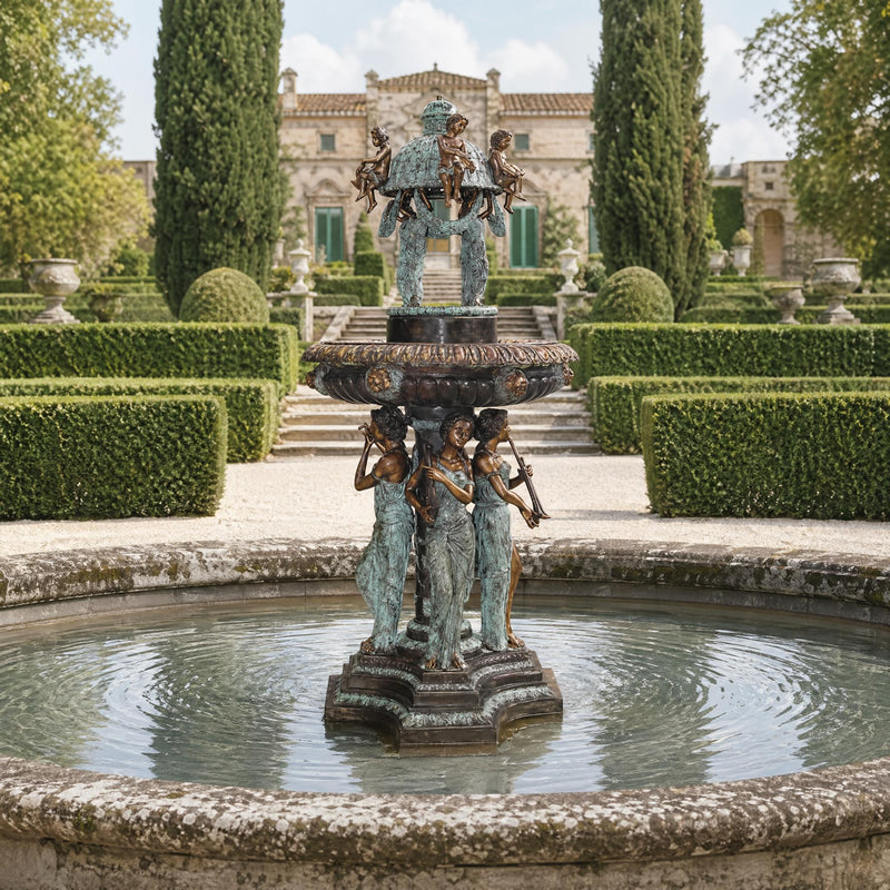 Lady Muscians Bronze Fountain-101"H