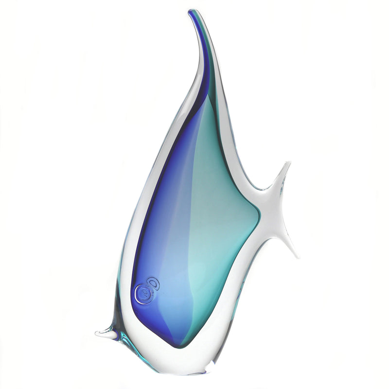 Murano Style Art Glass Tropical Fish-Aqua/Blue