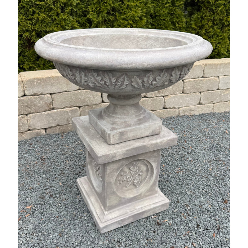 Leaf Motif Pedesal & Urn- Cast Stone