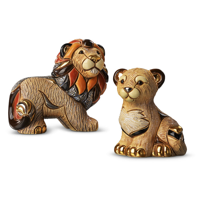 De Rosa Lion and Cub Figurines Set of 2-Ceramic