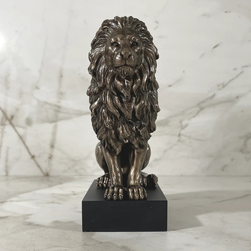 Sitting Lion Statue on Base