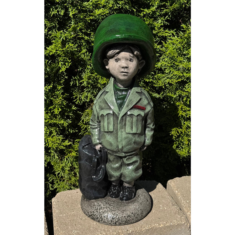 Little Soldier Boy Garden Statue- Cast Stone