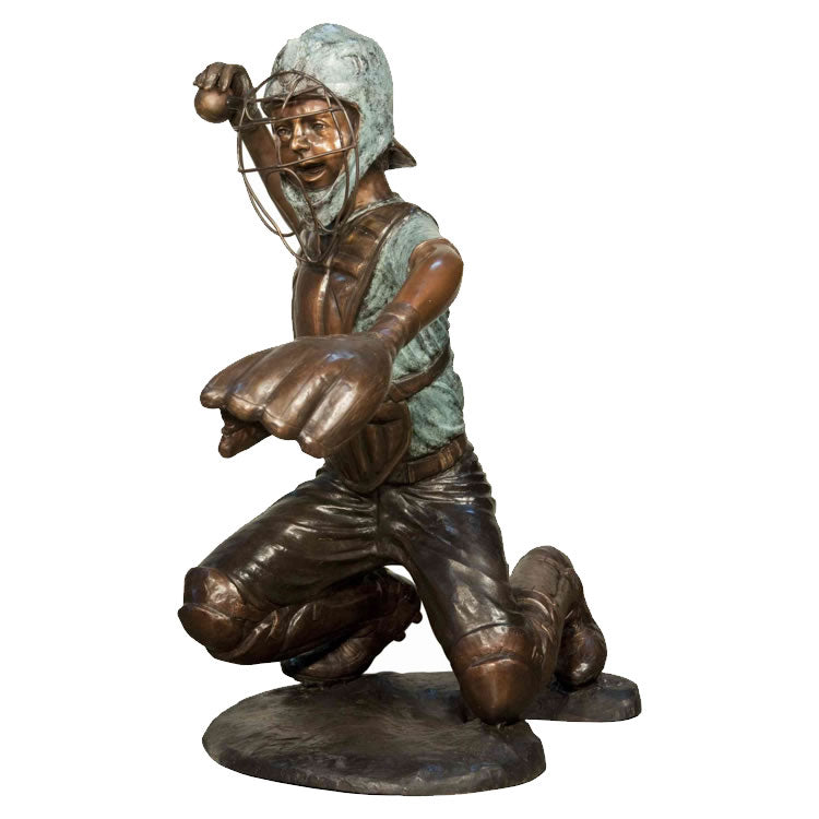 Little League Baseball Catcher Bronze Sculpture
