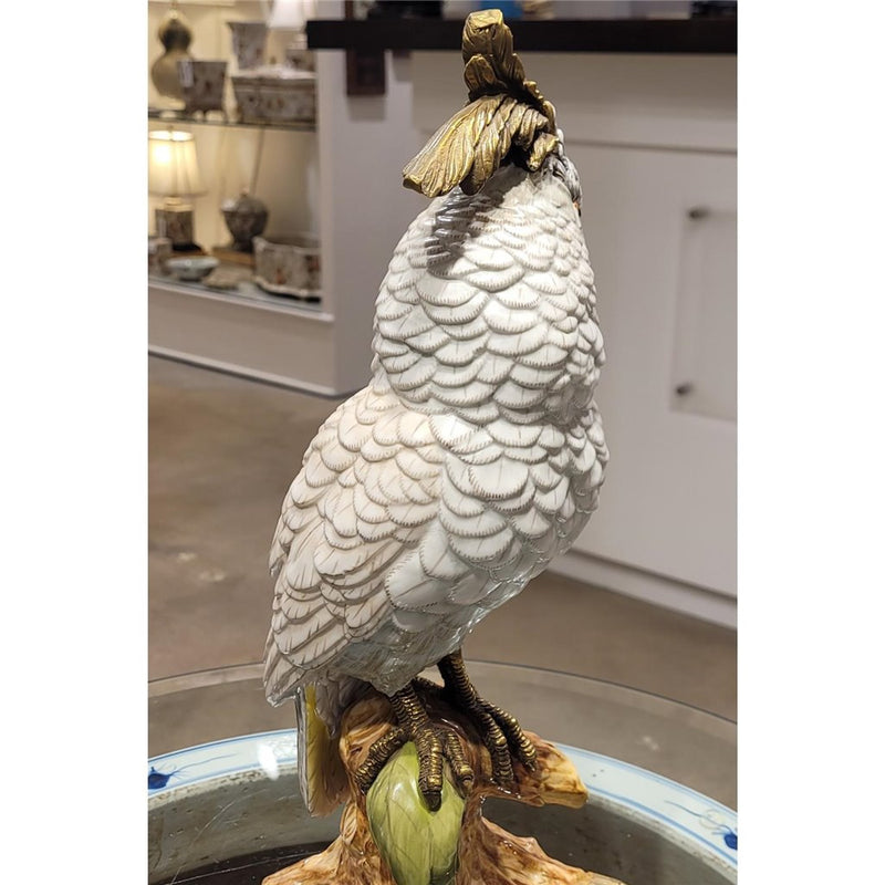 White Macaw Parrot Sculpture-Porcelain & Bronze