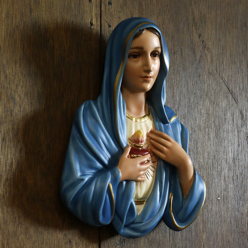 Mary Sacred Heart Wall Plaque Sculpture