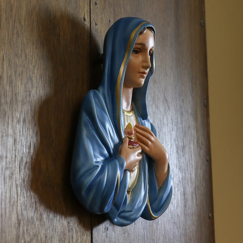 Mary Sacred Heart Wall Plaque Sculpture