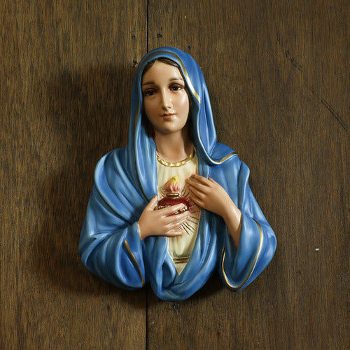 Mary Sacred Heart Wall Plaque Sculpture