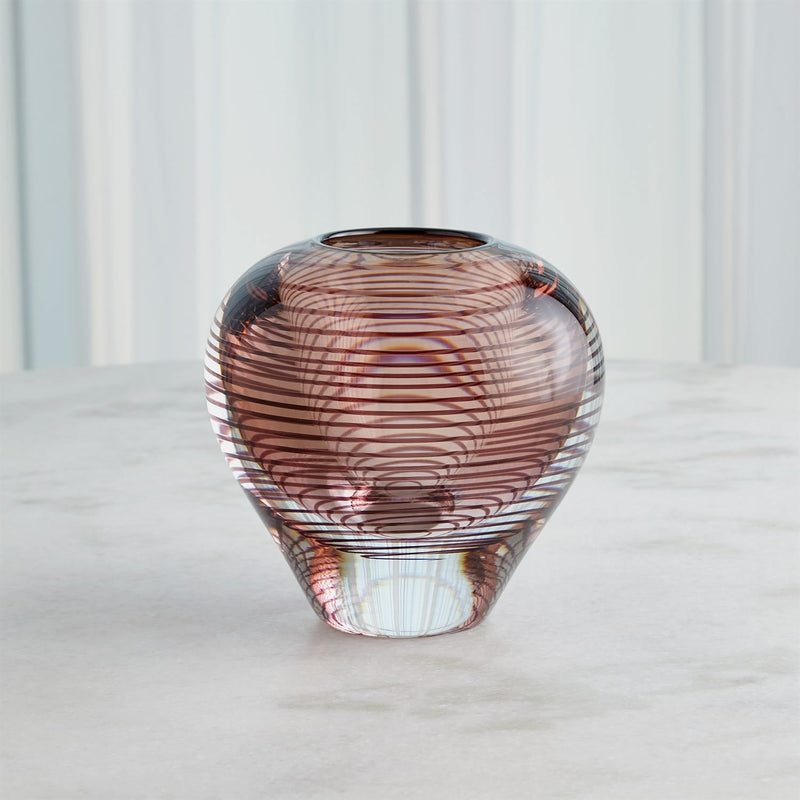 Art Glass Spiral Amber Vase