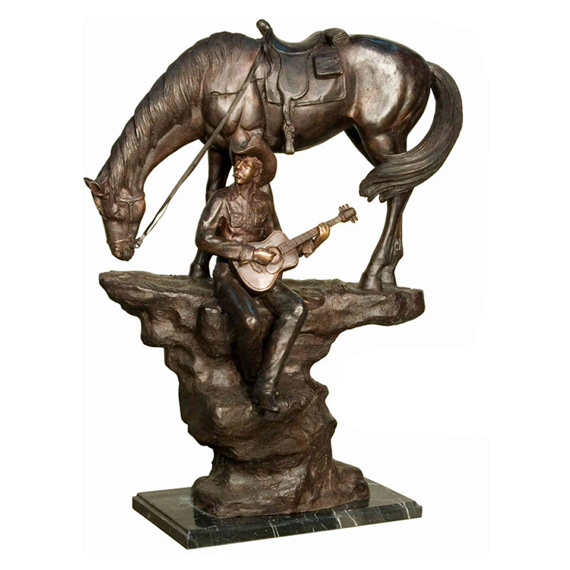 Moonlight Melodies Cowboy Bronze Sculpture