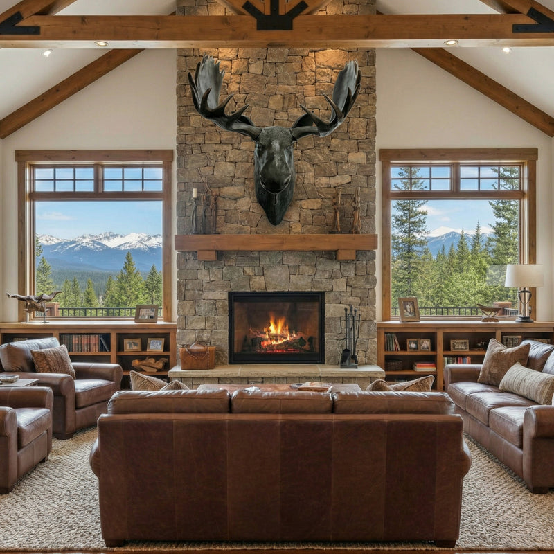 Moose Head Wall Sculpture-Faux Bronze