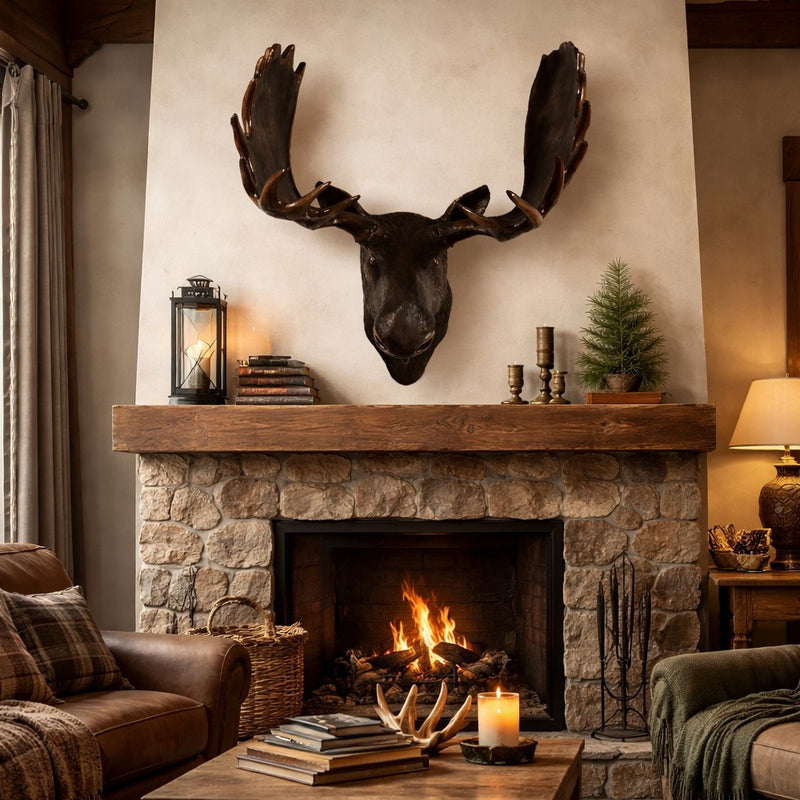 Moose Head Wall Sculpture-Faux Bronze