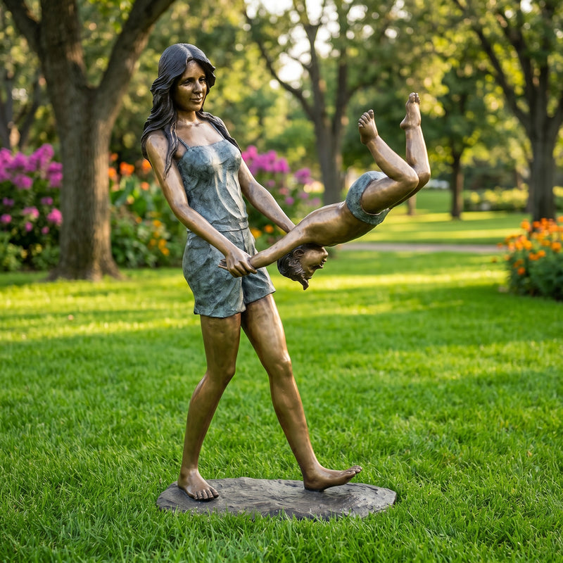 Mom and Son Bronze Sculpture