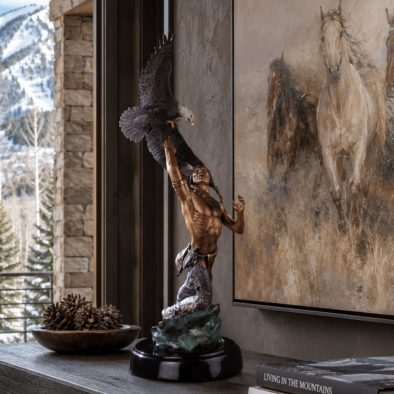 Feathered Fury-Native American and Eagle Sculpture