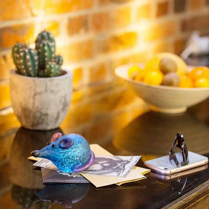 Mick the Mouse Art Glass Sculpture by Borowski-Blue