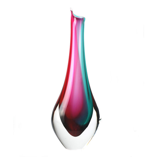 Murano Art Glass Piemonte Vase-Aqua-Ruby