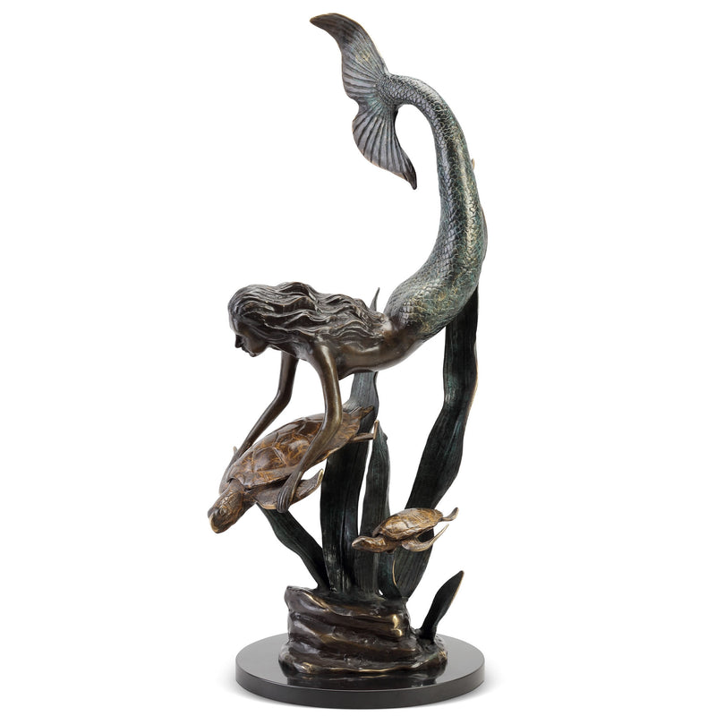 Ocean Explorers - Mermaid and Turtle Sculpture