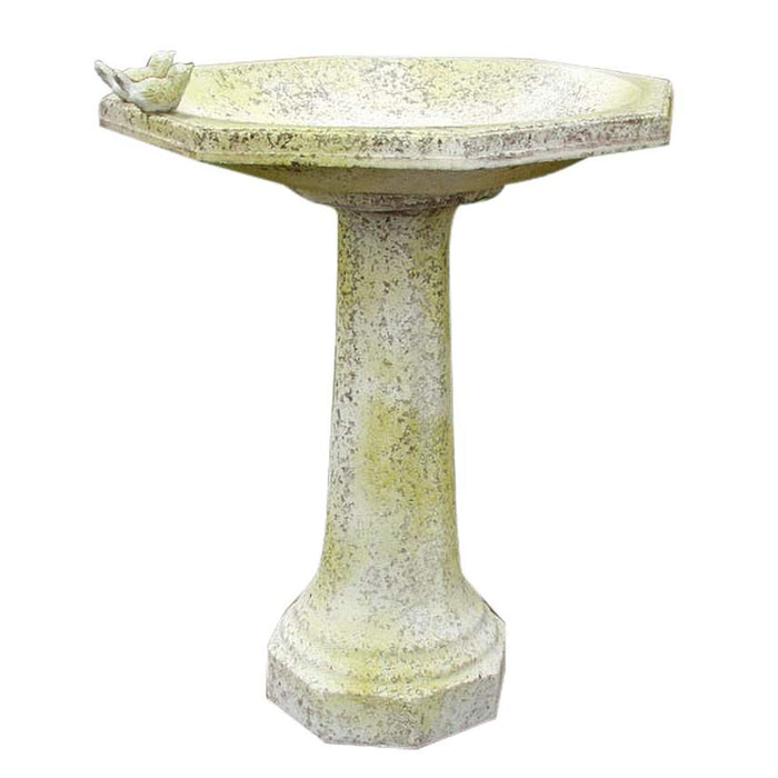 Octagon Bird Bath with Birds