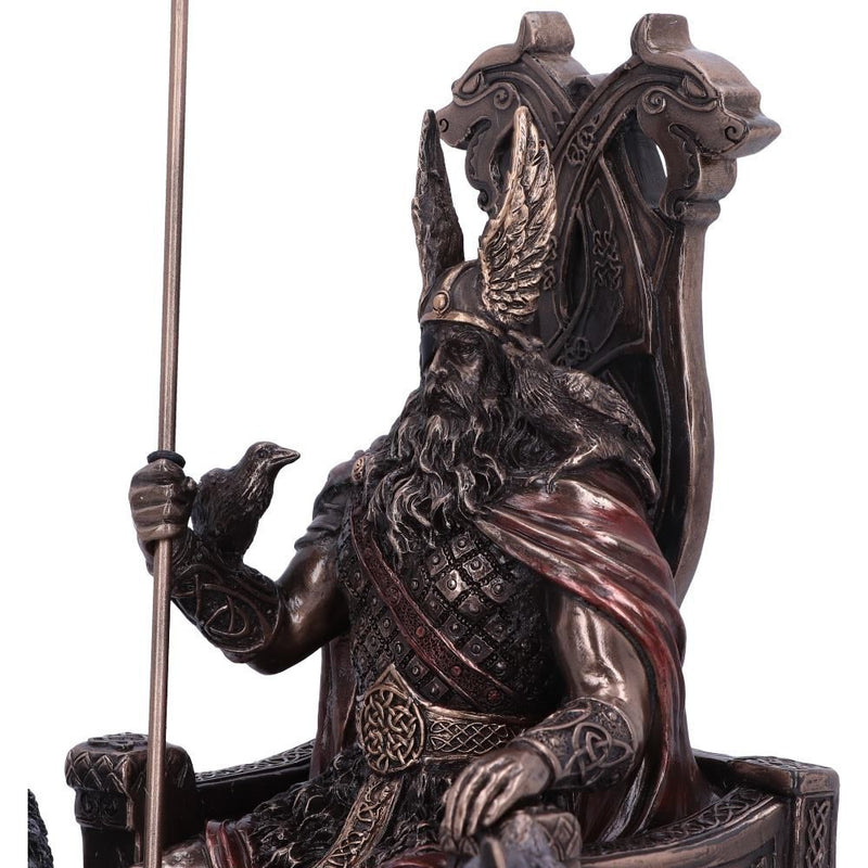 Odin Sitting On Throne With Geri And Freki Statue