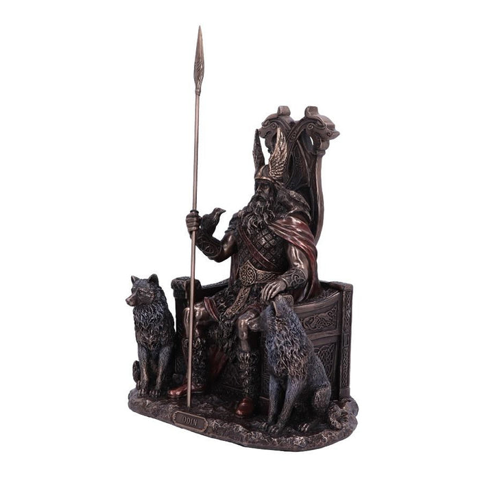 Odin Sitting On Throne With Geri And Freki Statue