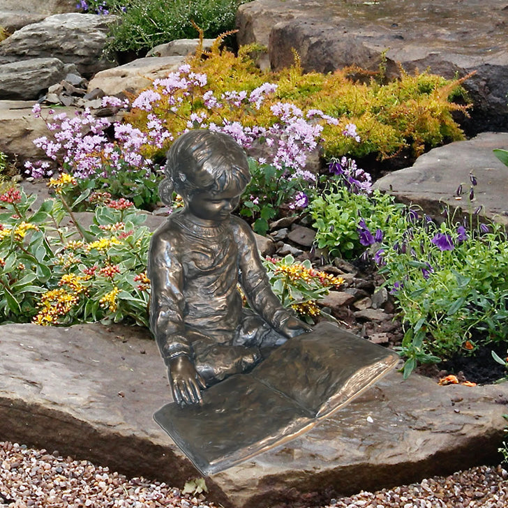 Girl Reading Book Bronze Sculpture