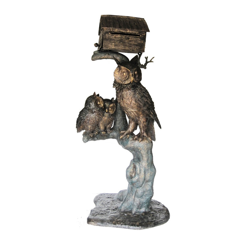 Owl Family Bronze Mailbox