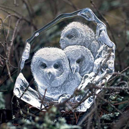 Crystal Owlets Trio Sculpture