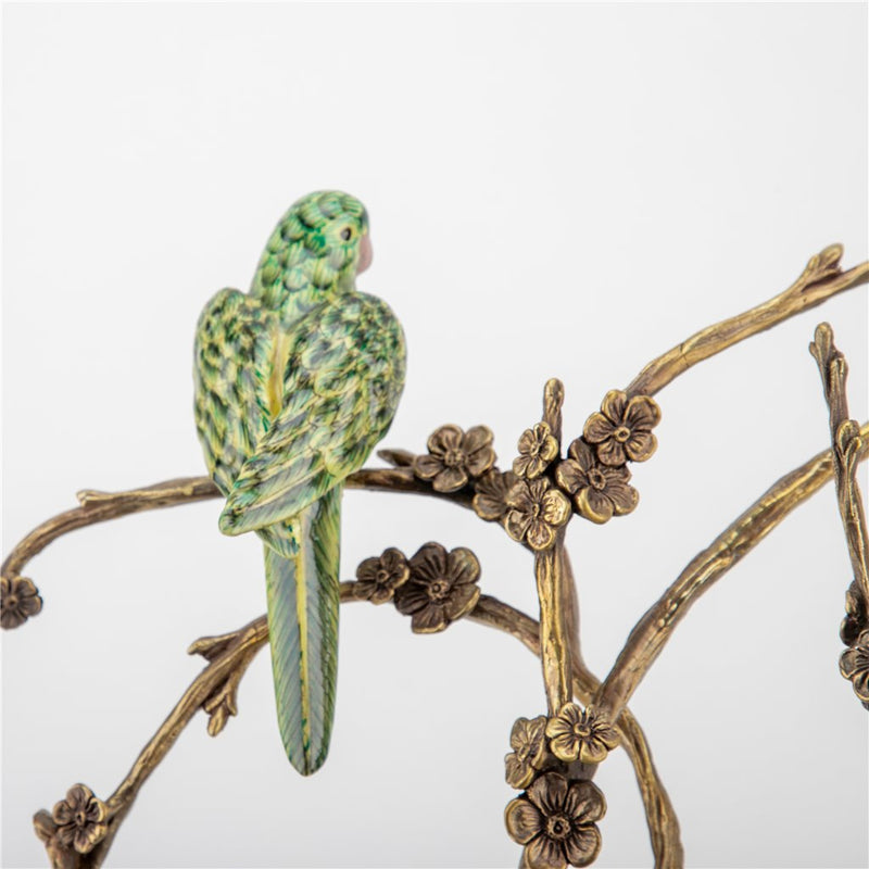 Tropical Birds in Tree Sculpture-Porcelain & Bronze