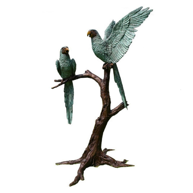 Parrots In Tree Bronze Sculpture