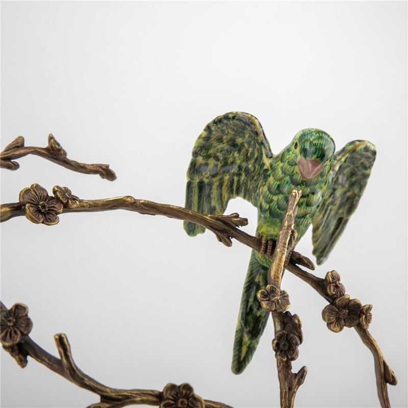 Tropical Birds in Tree Sculpture-Porcelain & Bronze