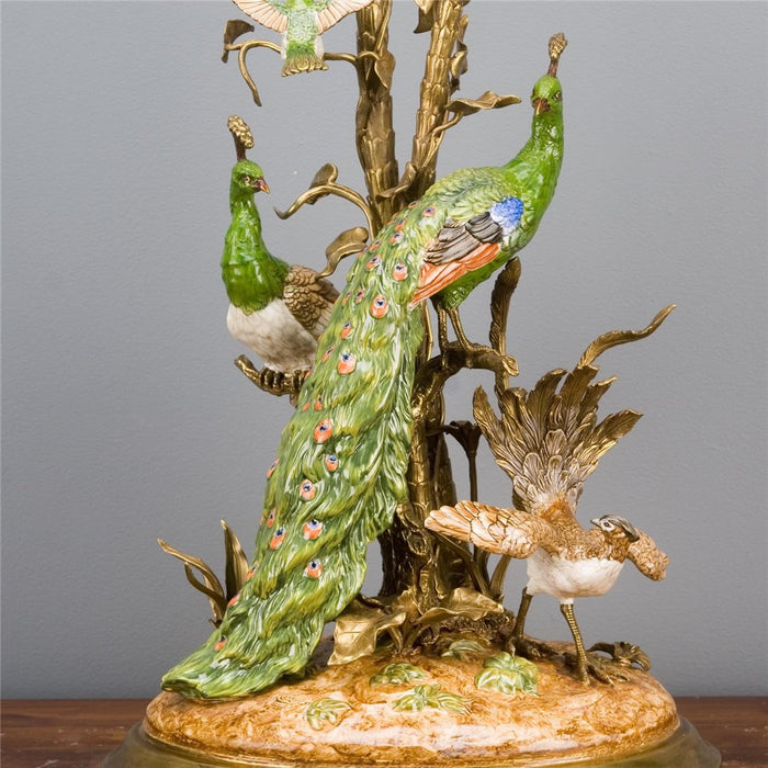 Peacock Sculpture-Porcelain & Bronze