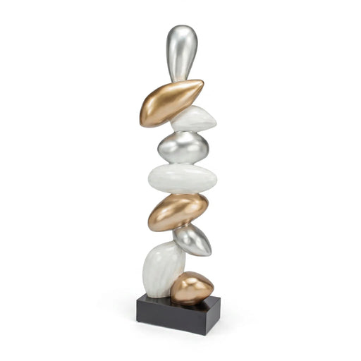 Ivory and gold finished floor sculpture on white background