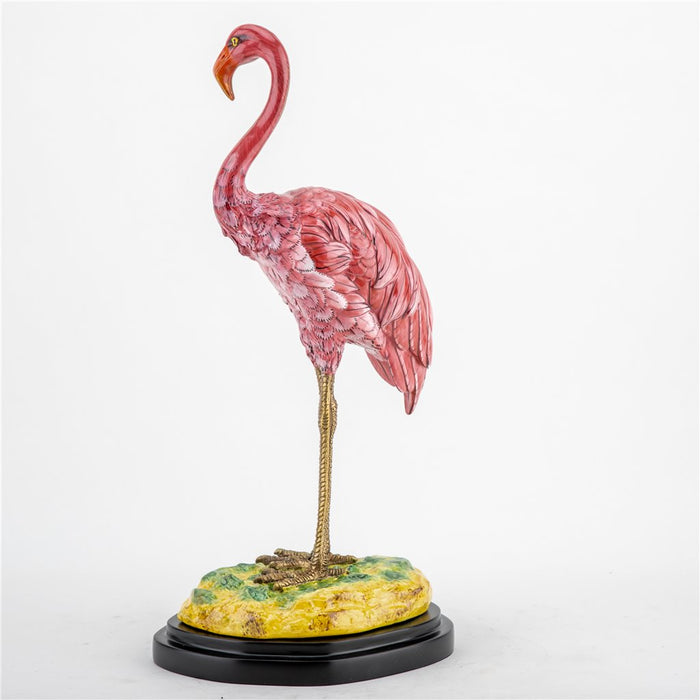 Pink Flamingo Sculpture-Porcelain & Bronze