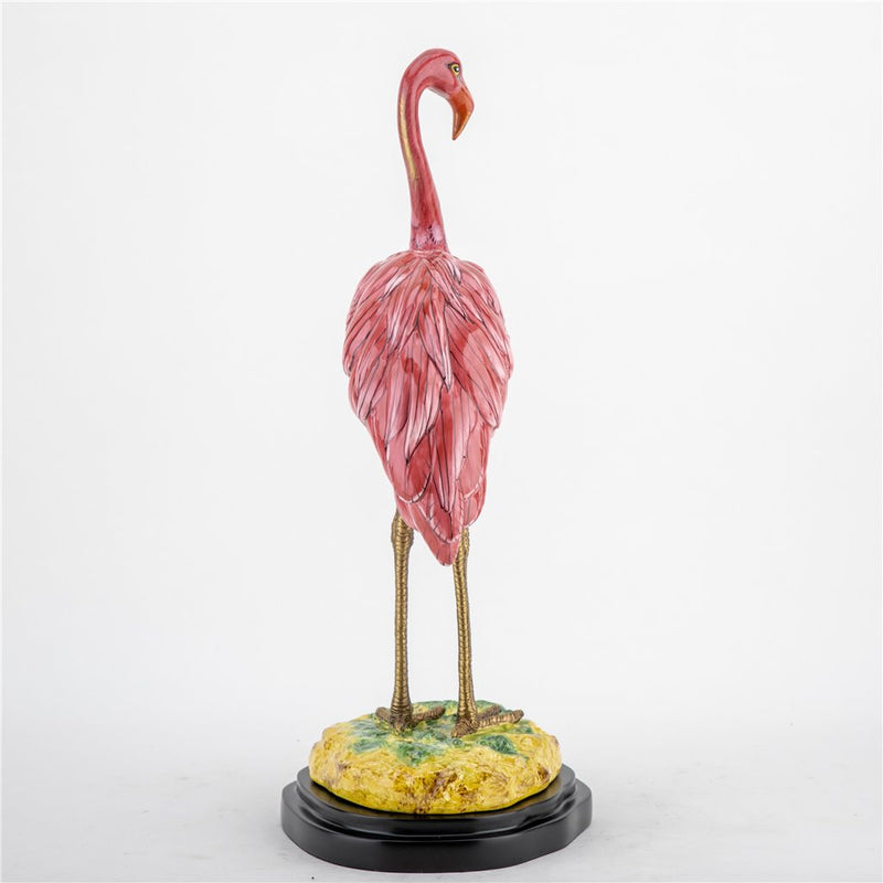Pink Flamingo Sculpture-Porcelain & Bronze