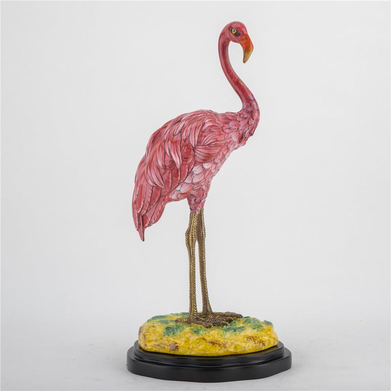Pink Flamingo Sculpture-Porcelain & Bronze