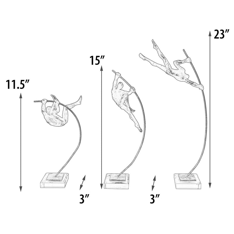 Pole Vaulter Statue Set of 3