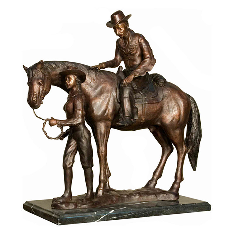 Praire Partnership Cowboy & Cowgirl Bronze Sculpture