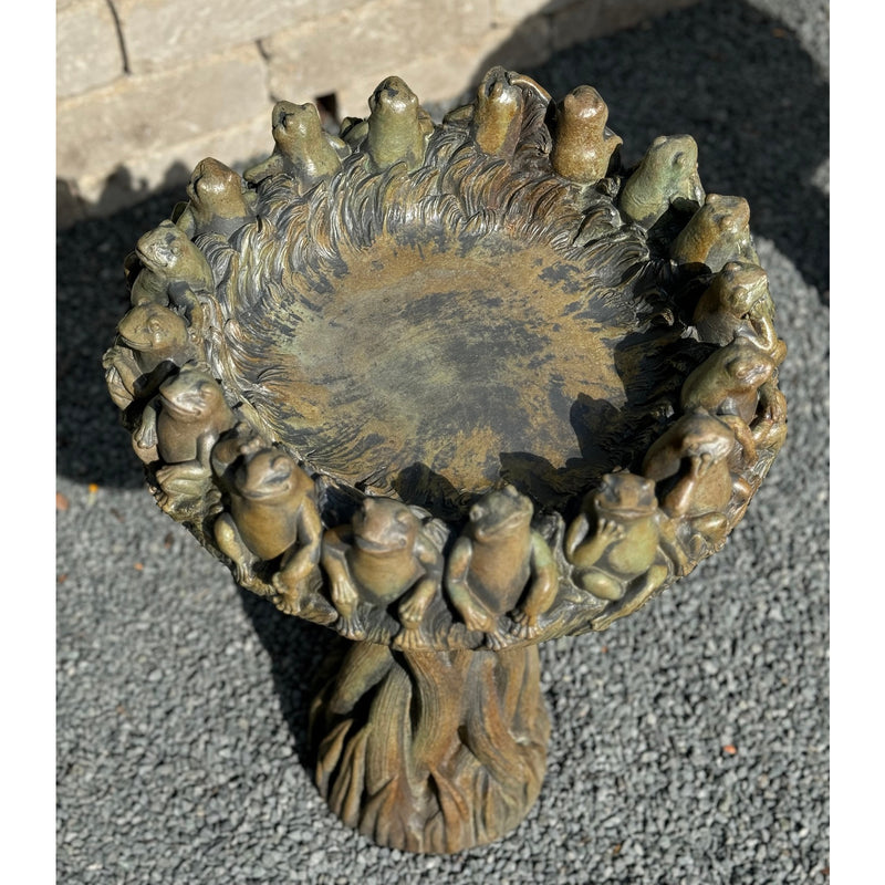 Ring of Frogs Birdbath-Cast Stone