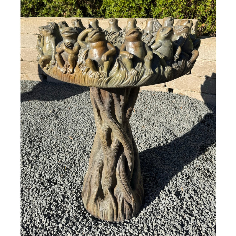Ring of Frogs Birdbath-Cast Stone