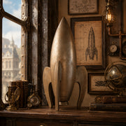 rocket ship statue decor on display table