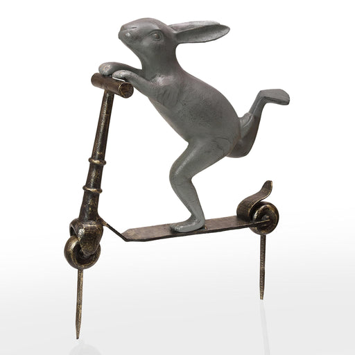 Scooter Bunny Garden Sculpture Stake